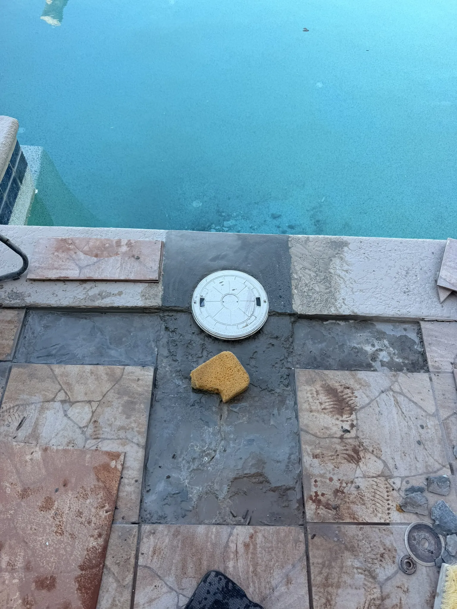 New skimmer set in a high-bond hydraulic mortar bed — Daytona Beach, FL